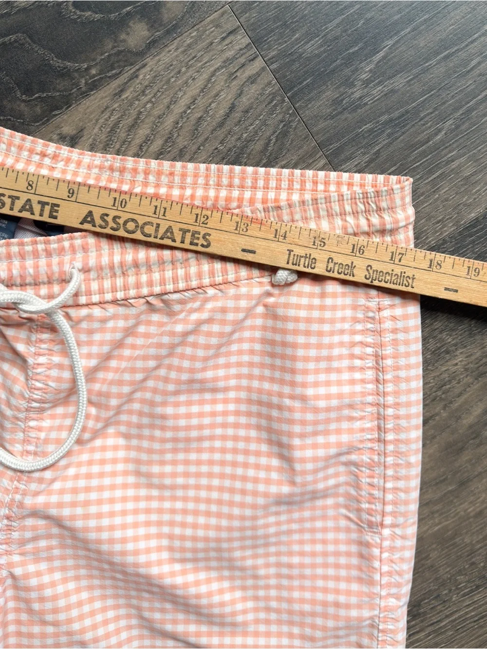 Polo Ralph Lauren Men’s Small Swim Trunks Peach Gingham Check Drawstring Shorts